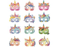 Palumma 12 pieces fantasy unicorn mask, paper color unicorn face mask party funny birthday party paper glasses - ShopVlot