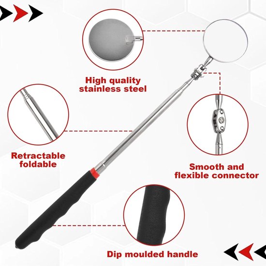 Telescopische inspectiespiegel, ronde uittrekbare spiegel (28-71 cm) op steel, monteursspiegel met lange handgreep - ShopVlot — afbeelding 4