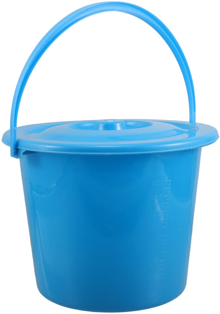 SEWOART Toiletemmer 3000 ml met schaal en deksel van dik kunststof, lekvrije urinoir container met handvat voor auto - ShopVlot