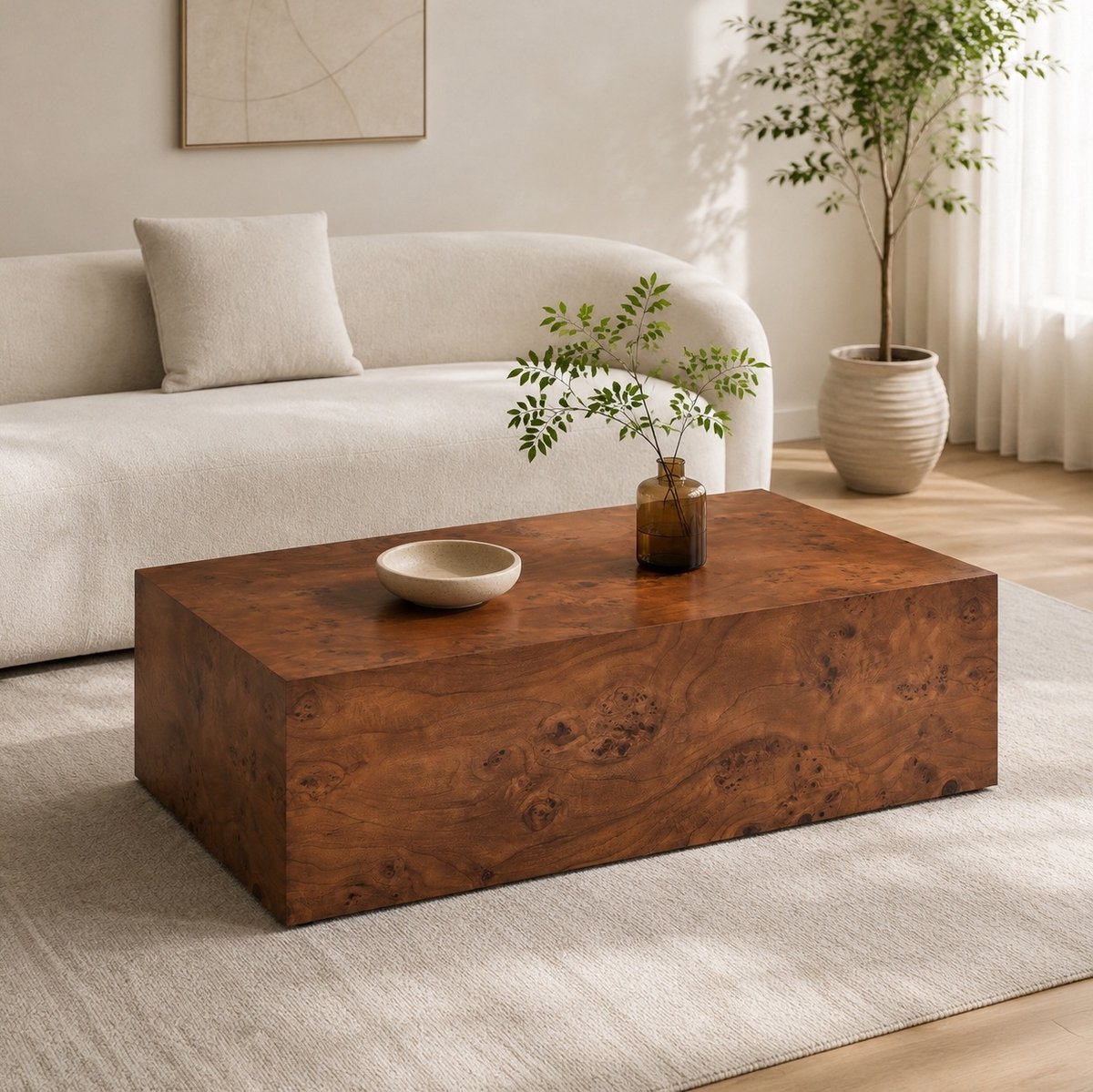 HAUSS SPOLE Salontafel - Minimalistisch Design Met Houtlook - Voor Woonkamer En Interieur - MDF - Walnoot - 90x50x30 Cm