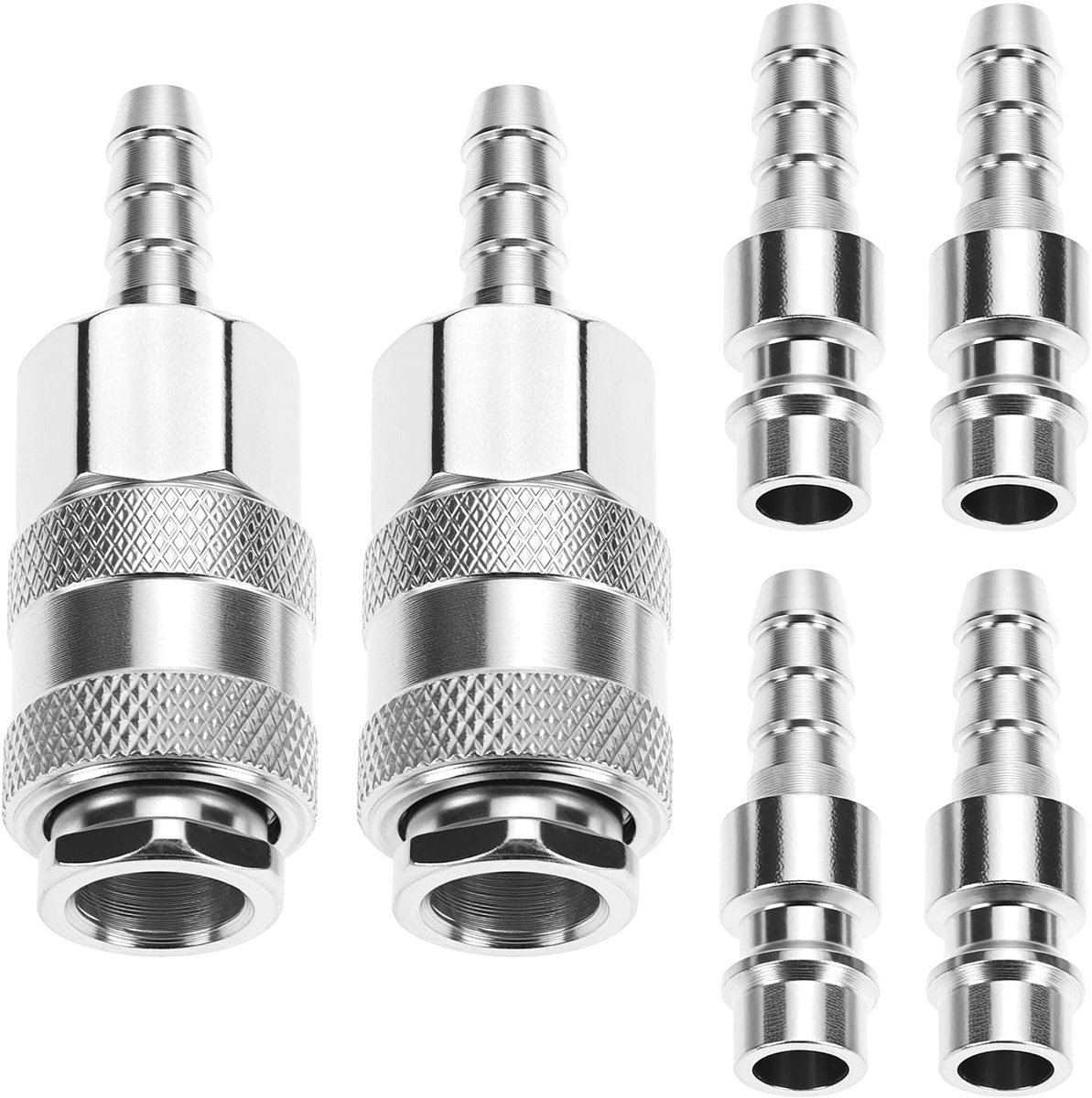 QWORK® Set van 6 perslucht snelkoppelingen SH20+PH20, 8 mm mannelijke en vrouwelijke koppelingen, slangverbinder voor - ShopVlot