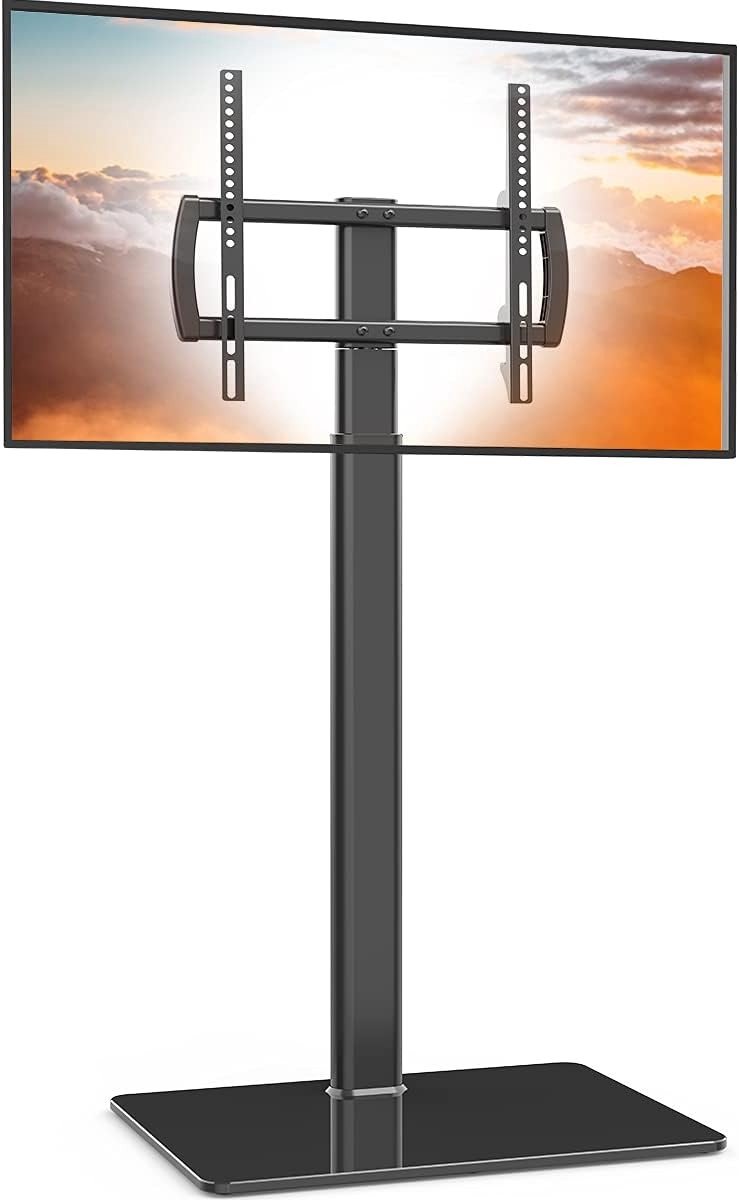 Tv-standaard op voet - Zwart - Geschikt voor 27-55 inch - Draaibaar en Hoogte Verstelbaar - Voor LCD, LED, OLED