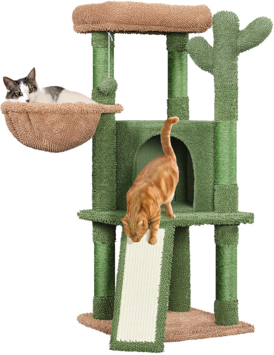 Famanu – Cactusvormige krabpaal voor katten, stabiele klimboom voor kleine en middelgrote katten, hoogte 106,5 cm