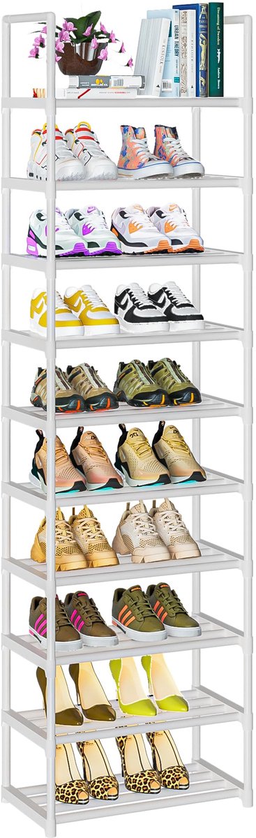 Famanu – Schoenenrek met 10 niveaus, ruimtebesparende schoenenorganisator voor 20-25 paar schoenen