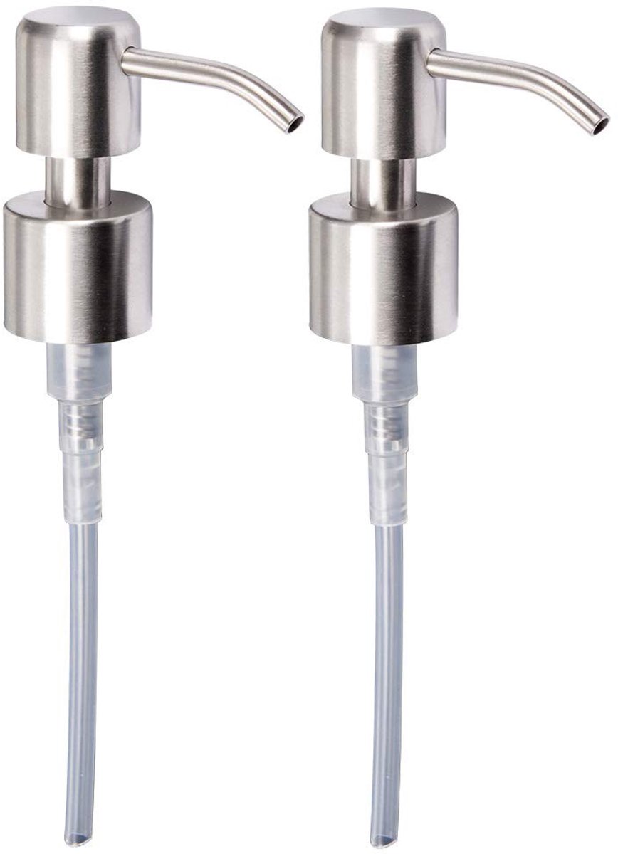 Famanu – Zeeppomp van roestvrij staal voor 22 mm schroefdraad, zeepdispenser met geborstelde afwerking, set van 2