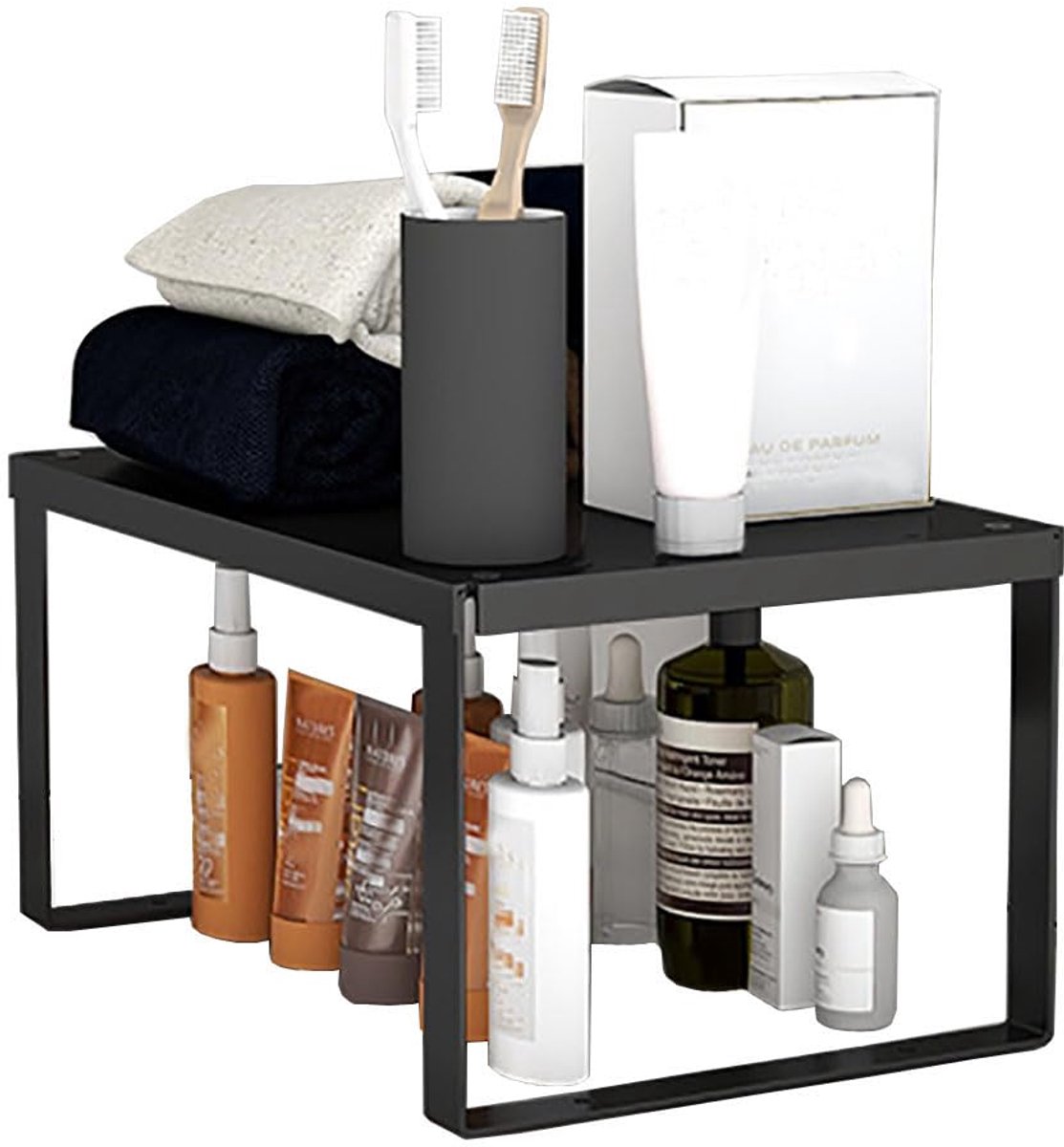 Famanu – Kastplank van roestvrij staal, 30x20x15 cm, 1 stuk, perfect voor het organiseren van uw keuken of badkamer