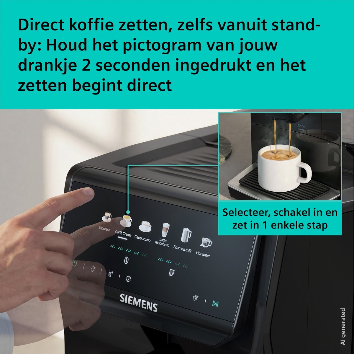 Siemens EQ500 Volautomatische Koffiemachine met autoMilk - afbeelding 3