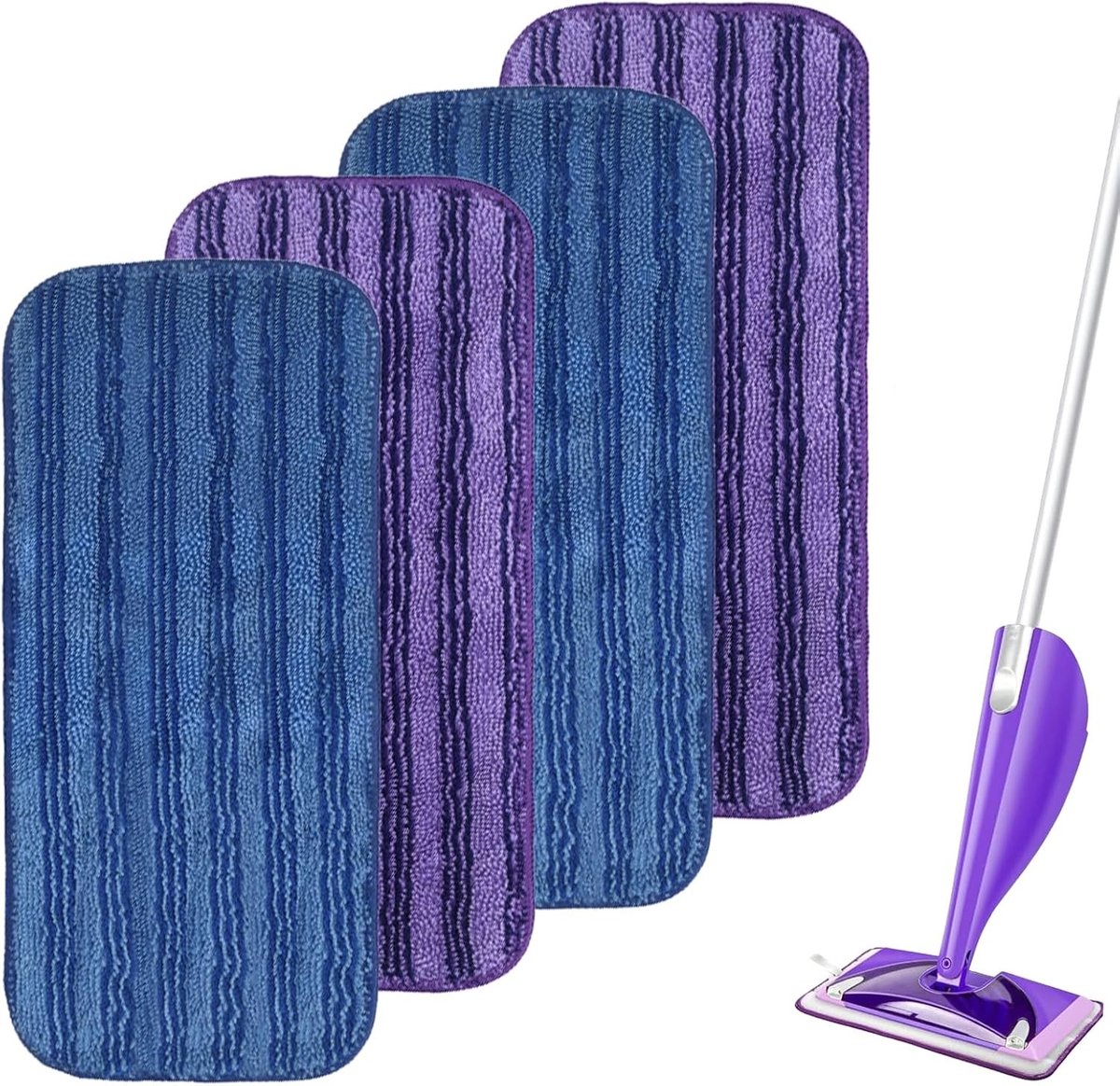 Herbruikbare Microvezel Dweildoeken - Blauw/Paarse - 30 x 14 cm - Geschikt voor Vloerwisser - Voor Diverse Vloertypes