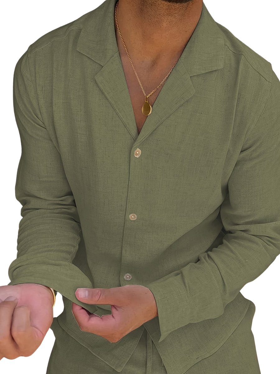 Currero 3 Delig Herenpak Met Overhemd - Suit 2 Delig - Tailored Fit Kostuum - Business Pak - Trouwpak - Smoking - Tuxedo Stijl - Bruiloft, Kantoor & Feest - Leger Groen L