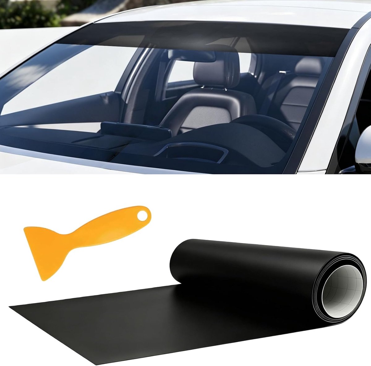 Autowindscherm zonstrip 150x20cm - Zelfklevende PVC strip - Verkleint verblinding - Veilig en stijlvol rijden - ShopVlot