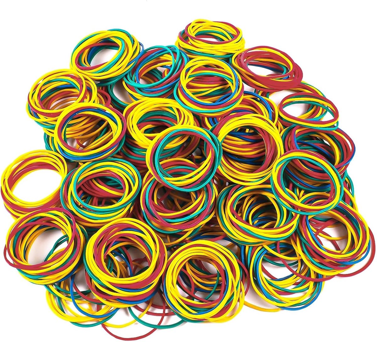 Rubber banden 600 stuks - kleurrijk 38×1.4mm - hoge elasticiteit - ideaal voor bundelen - ShopVlot