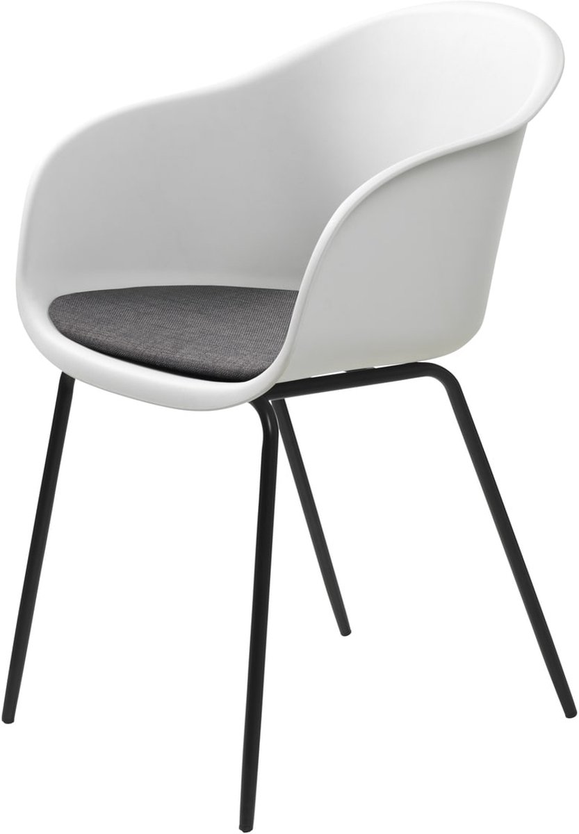 Eetkamerstoel Wit Met Armleuning - Stof - 59x56x83cm - Stoel Topley - Giga Living - Set van 2