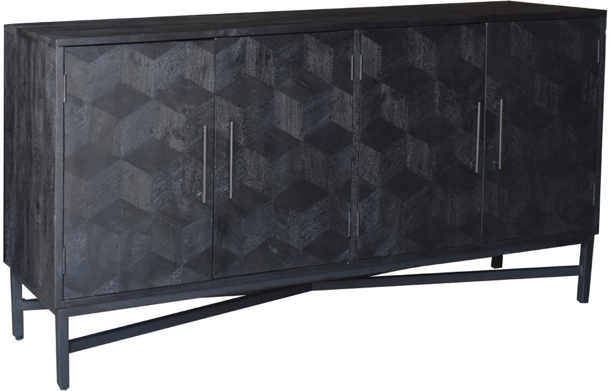 Giga Meubel Dressoir Jazz - Zwart Mangohout - 160x45x85cm
