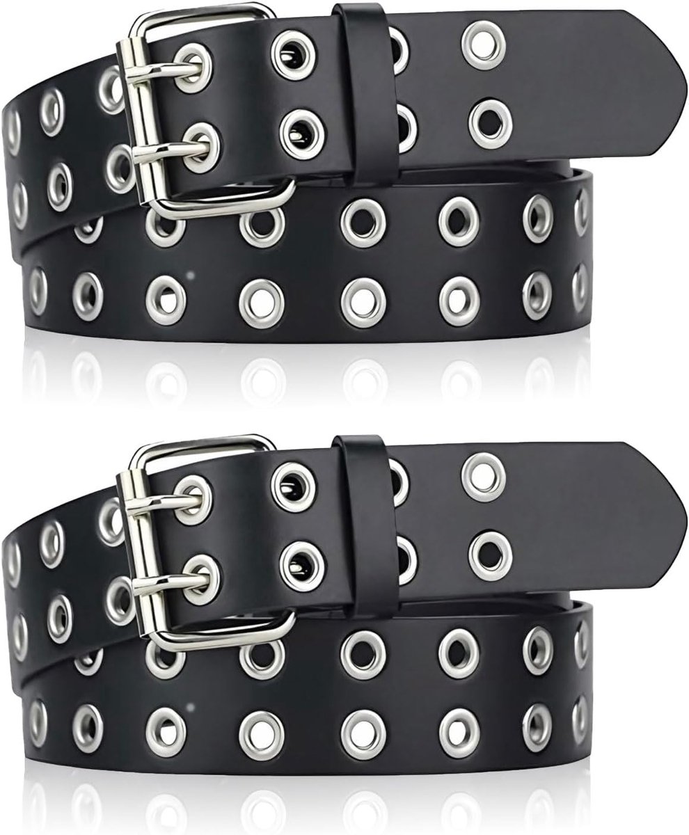 Gürtel dames en heren 110 cm - Doppelloch punk stijl - ideaal voor gothic outfits - set van 2 - ShopVlot