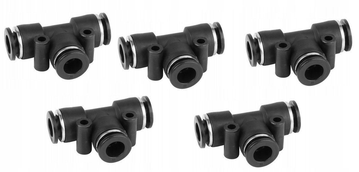 Pneumatische T-stuk Snelkoppeling 10mm - 5 Stuks