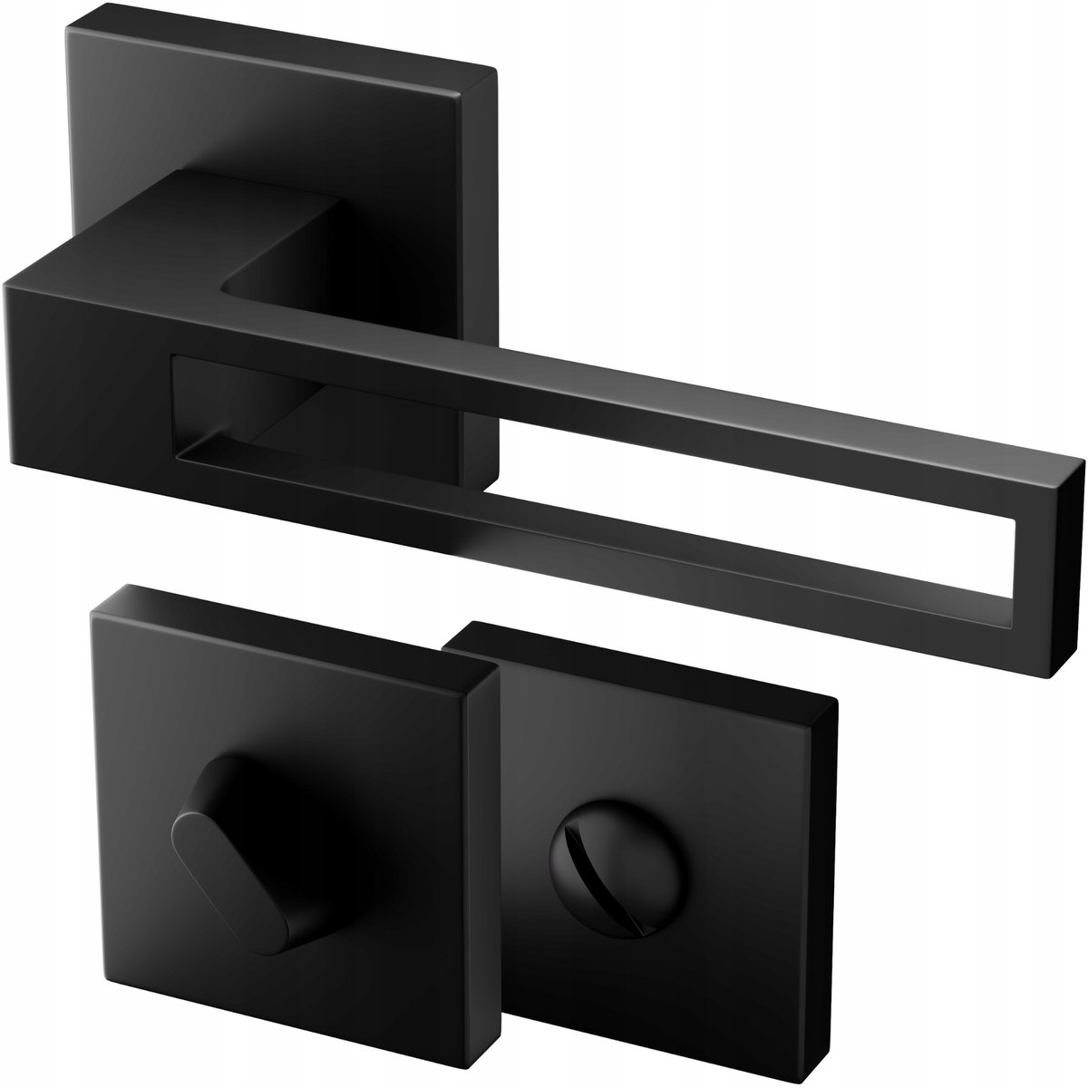 Zwarte Deurklink Set met WC-Rozetten - Modern Vierkant Design