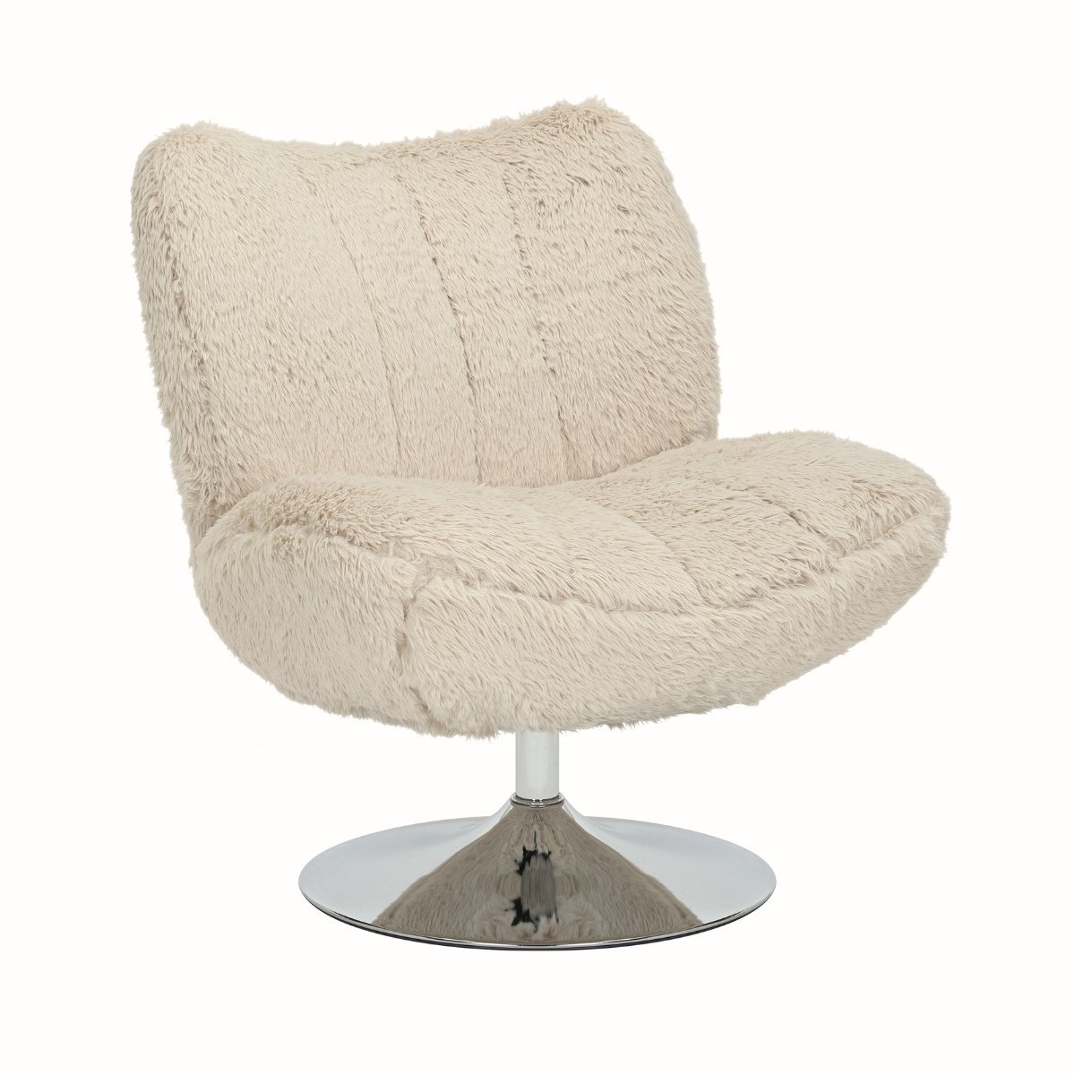 DÉJA Living Draaifauteuil Morten - Taupe Fluffy/Chrome - 70x78x82cm