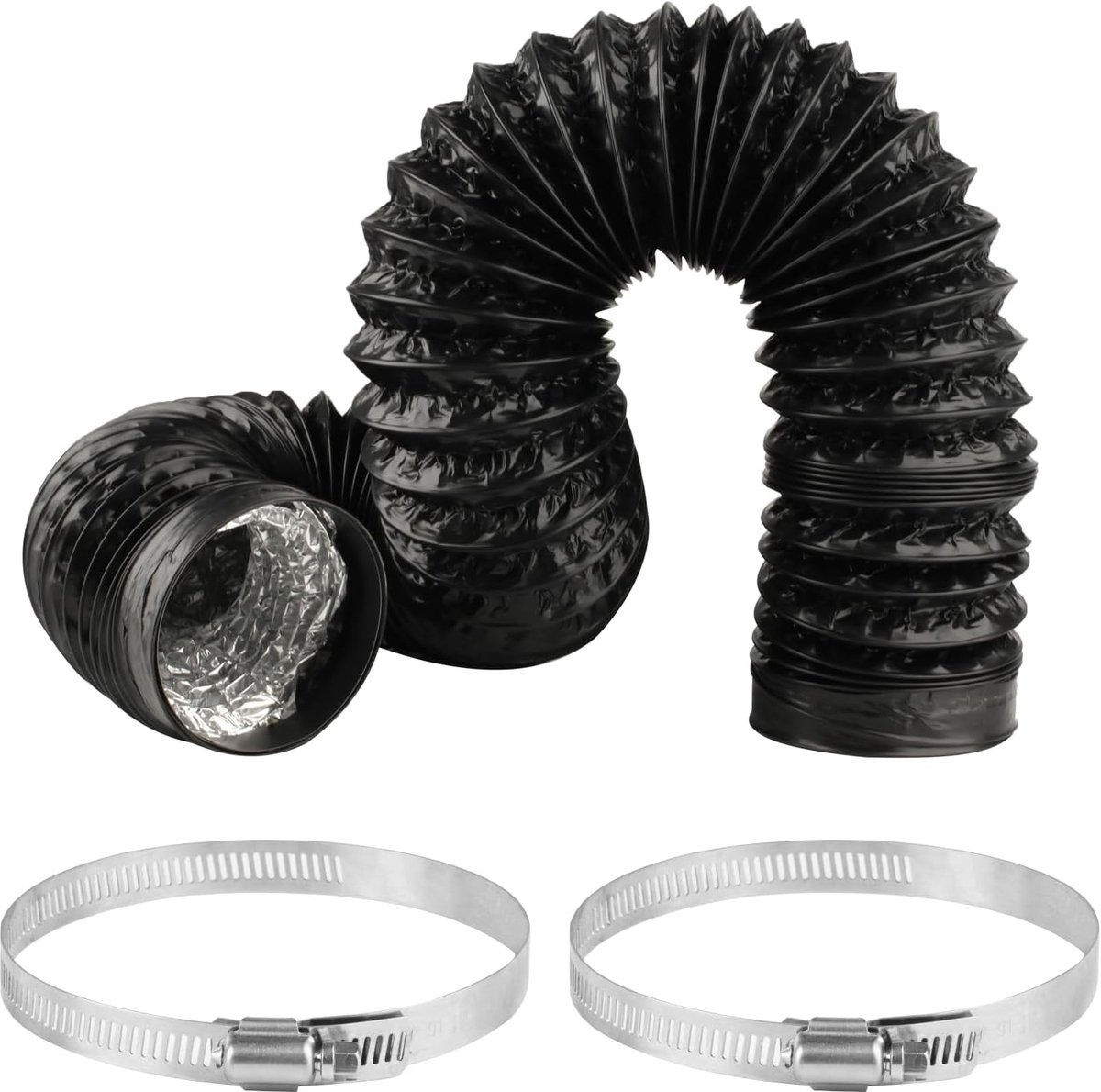 PVC afvoerslang 100mm - zwart - flexibele aluminium buis - ideaal voor airconditioning - ShopVlot