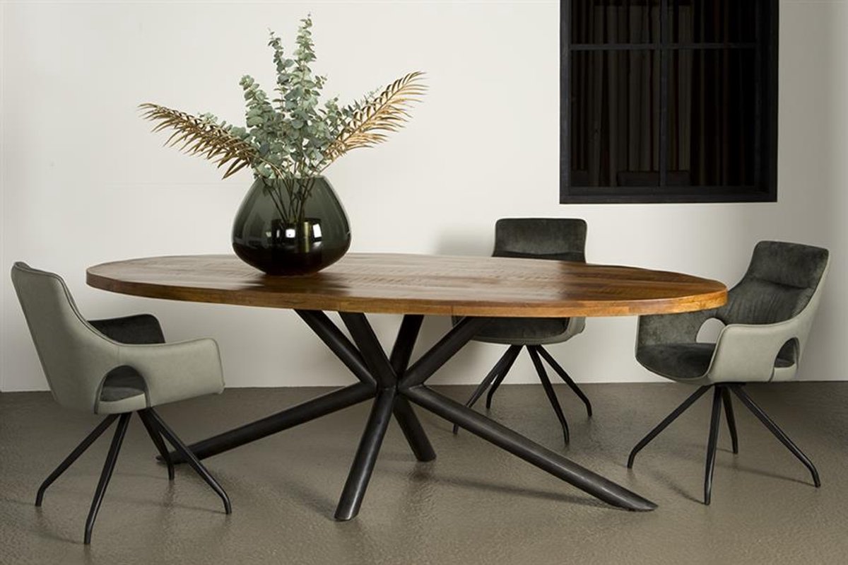 Tower Living Eettafel Selva - Ovaal Bruin Hout - 220x110x77cm