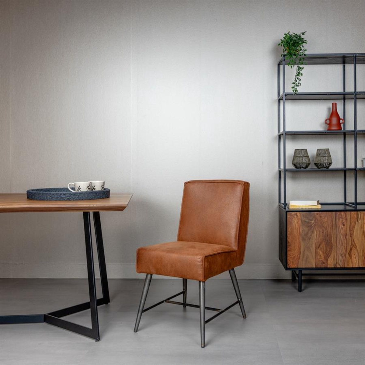 Tower Living Eetkamerstoel Belmonte - Cognac Stof - 62x62x86cm