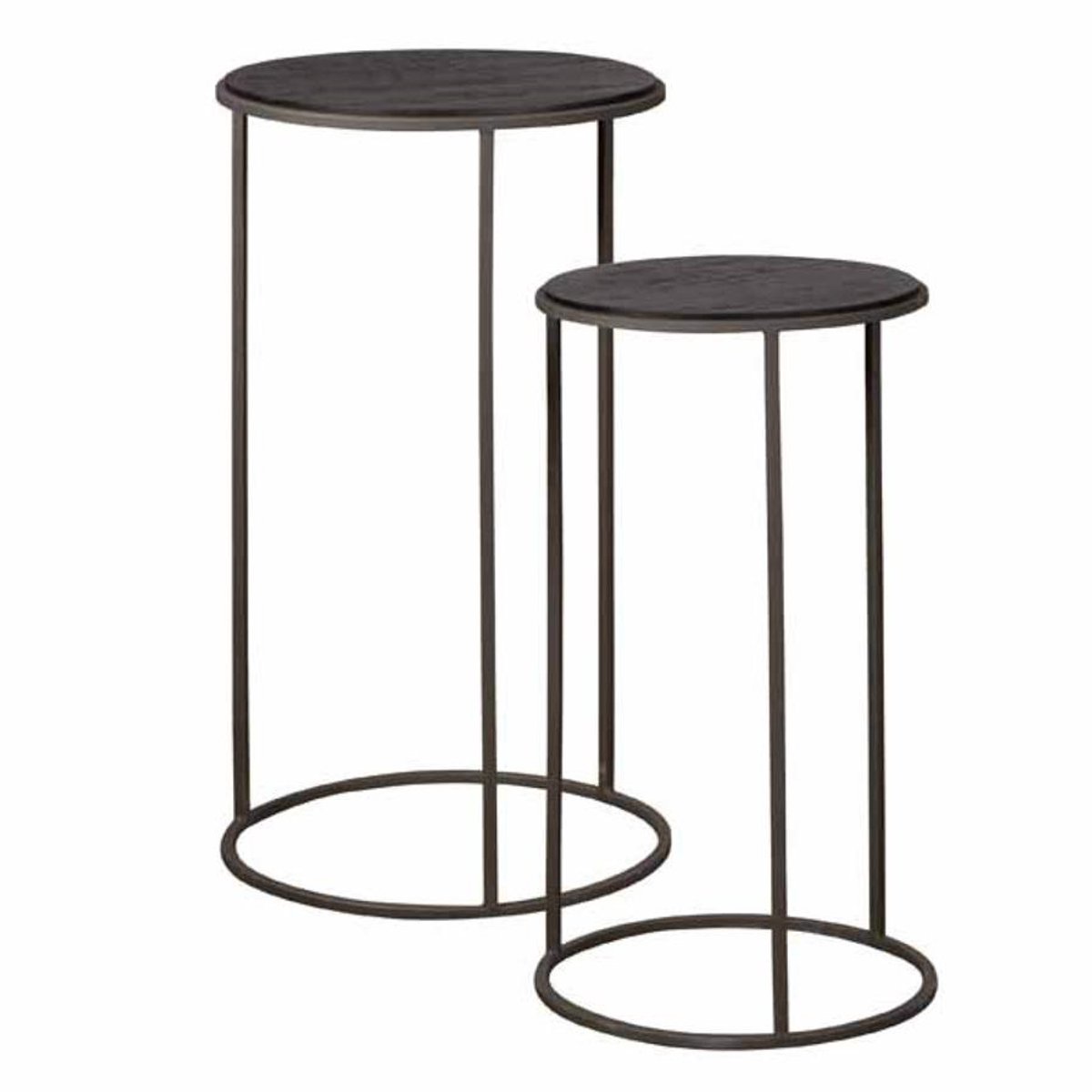Tower Living Bijzettafel Spello - Rond Grijs Hout - Ø45x80cm
