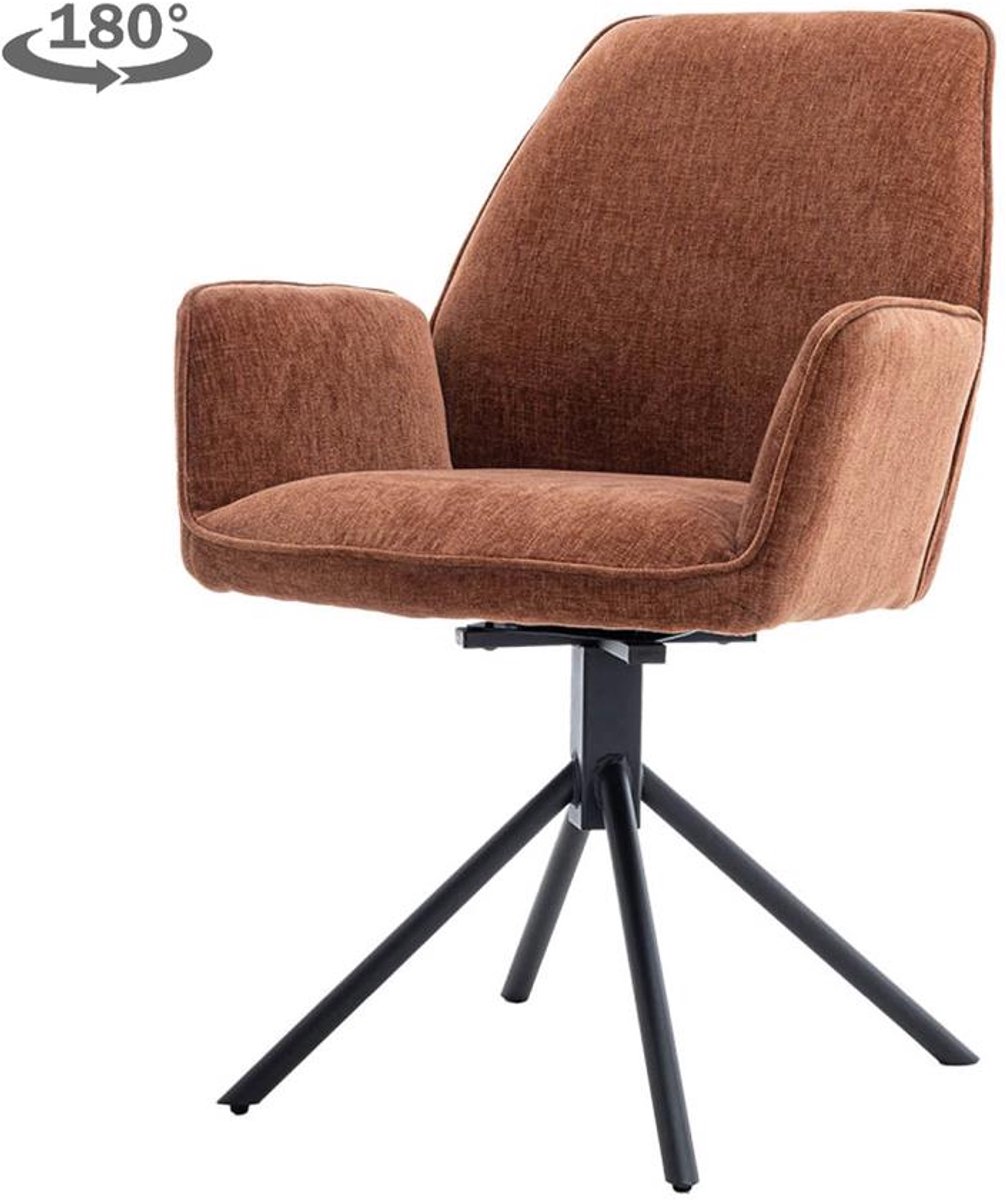 Tower Living Eetkamerstoel Amaro - Bruin/Koper Stof - 65x60x89cm