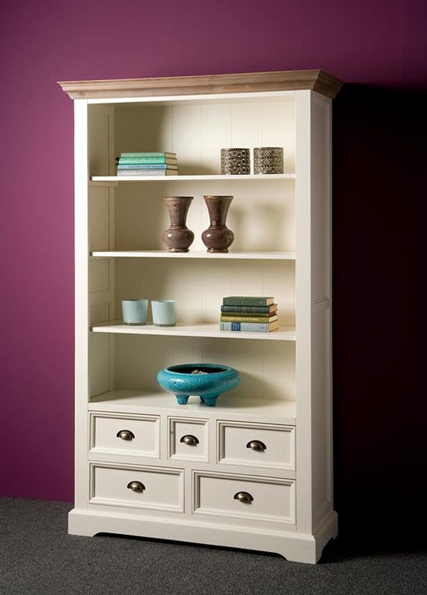 Tower Living Boekenkast Fleur - Wit Hout - 111x40x191cm