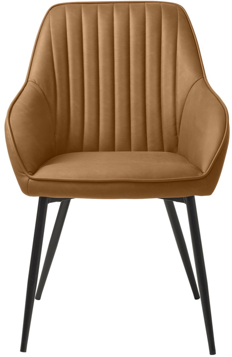 Giga Living Eetkamerstoel Nolan Stripe - Bruin PU Leer - Set van 2