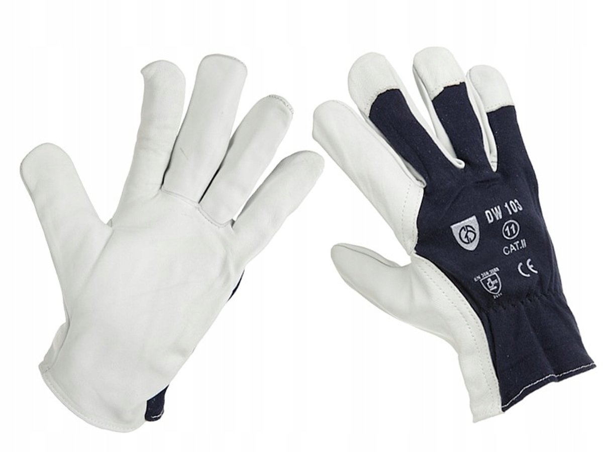 Werkplaats handschoenenschoenen van geitenleer, mate 7, marineblauw