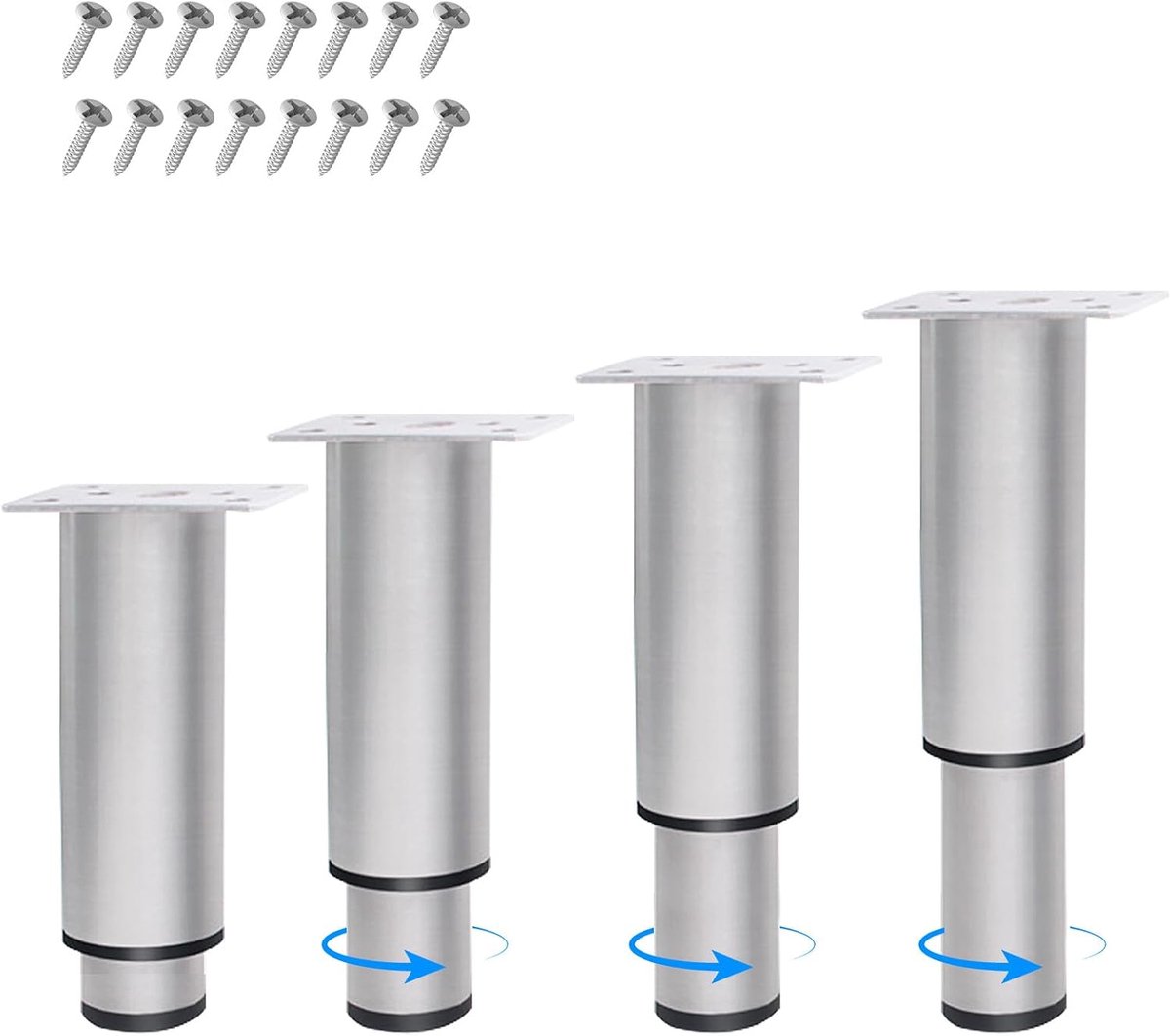 Verstelbare meubelpoten set 12-18 cm - Metaal - Universeel voor meubels - Stabiliteit op oneffen vloeren - ShopVlot