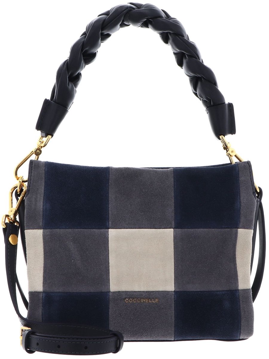 COCCINELLE Leren handtas schoudertas Boheme Vichy Patch Handbag Mul. Stove / Midn. donkerblauw