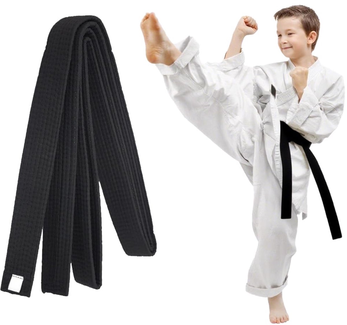 Taekwondo- en Judogürtel 220 cm Zwart voor Kinderen en Volwassenen