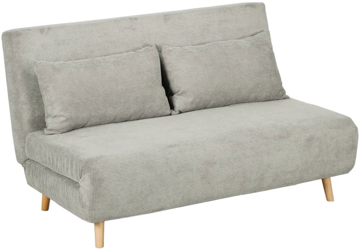 Slaapbank - Logeerbed - 3-voudig verstelbare rugleuning - Linnenlook - Tot 120 kg - 141 x 90 x 81 cm - Grijs