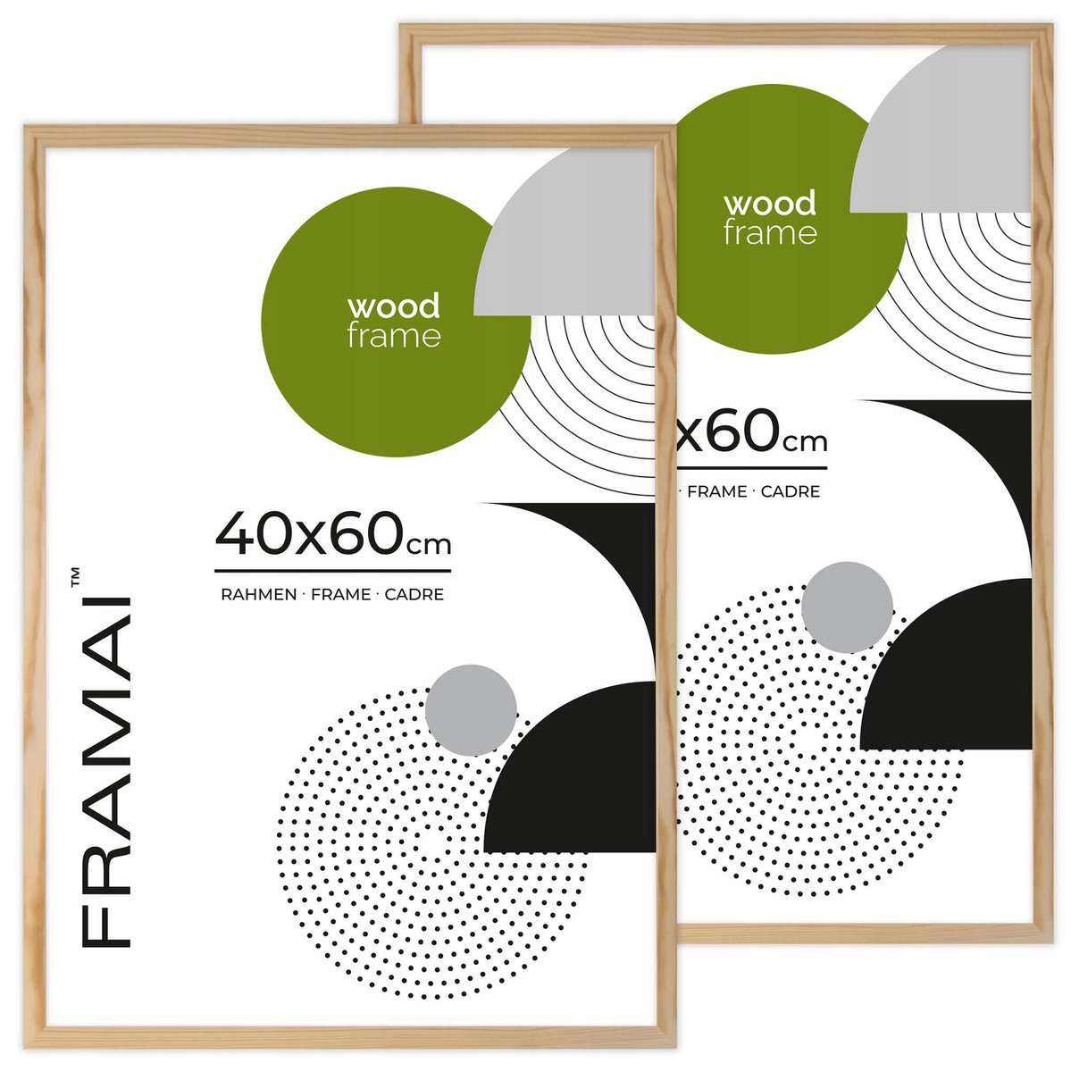2x Houten Fotolijsten 40x60 cm - Naturel Hout