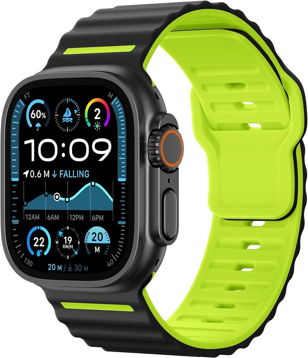 Sportband voor Apple Watch 49mm 46mm 45mm - Wavy silicone - Waterdicht en ademend - Ideaal voor sporters - ShopVlot