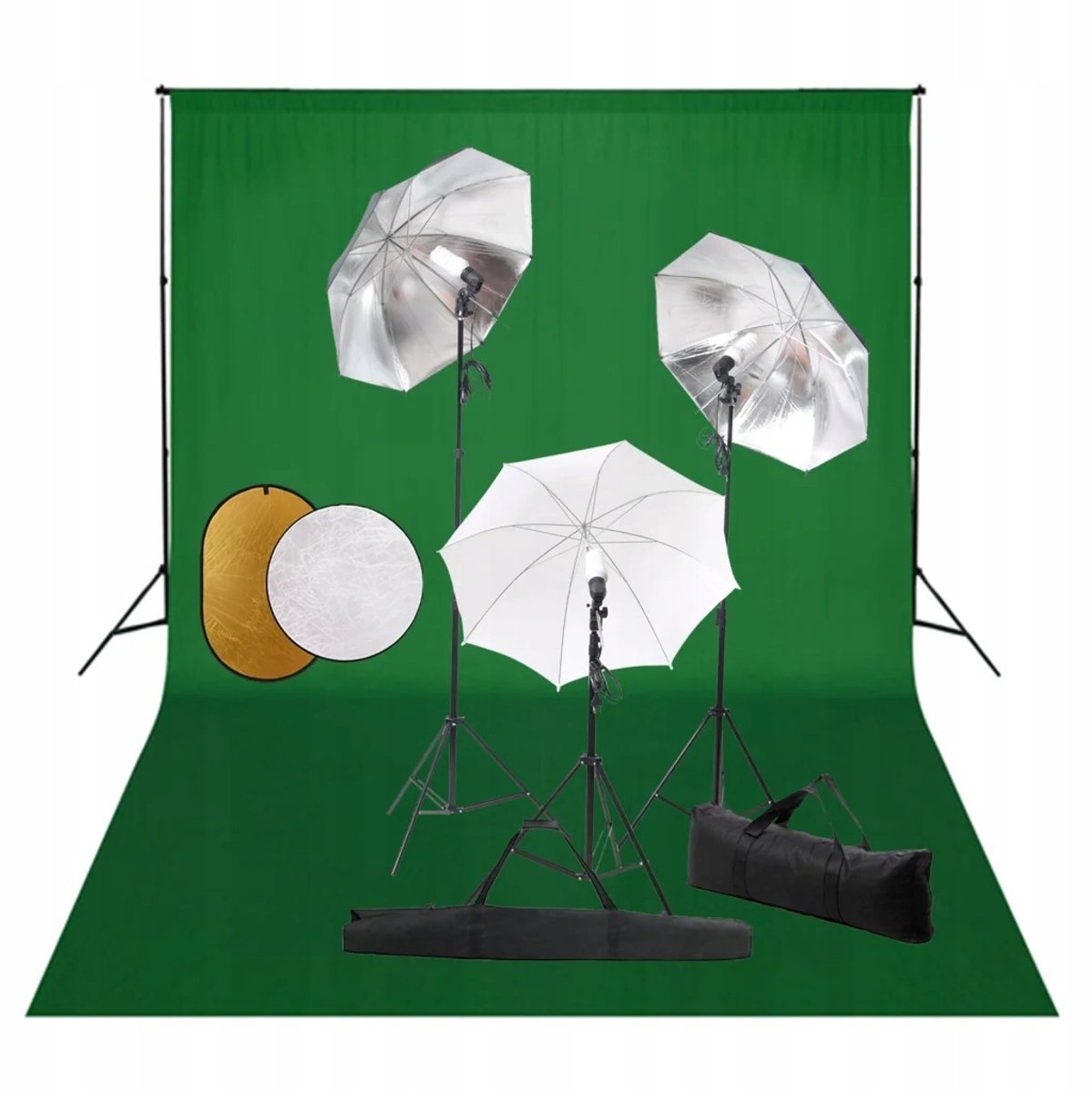 Studiofotografieset: 5500K, Groene Achtergrond 500x300cm