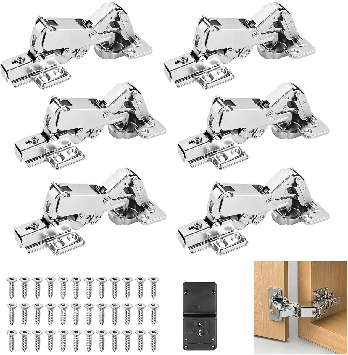 Scharnieren voor zware belasting 35 mm - potscharnier softclose - hoekaanslag 165° - ideaal voor kastdeuren - ShopVlot