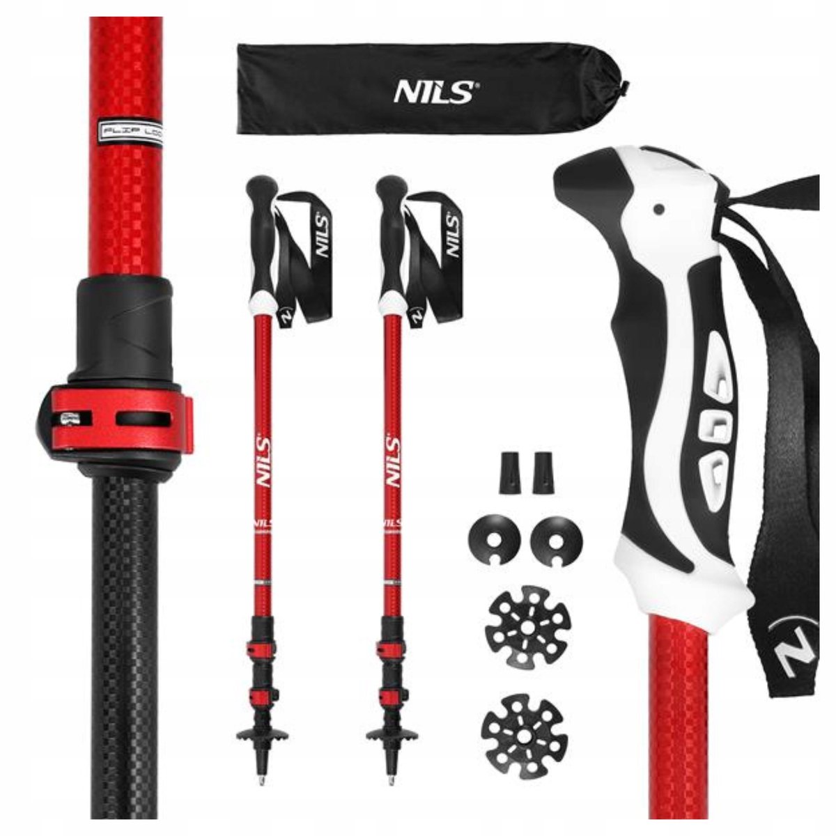 Verstelbare Trekkingstokken - Rood Aluminium - 65-135 cm
