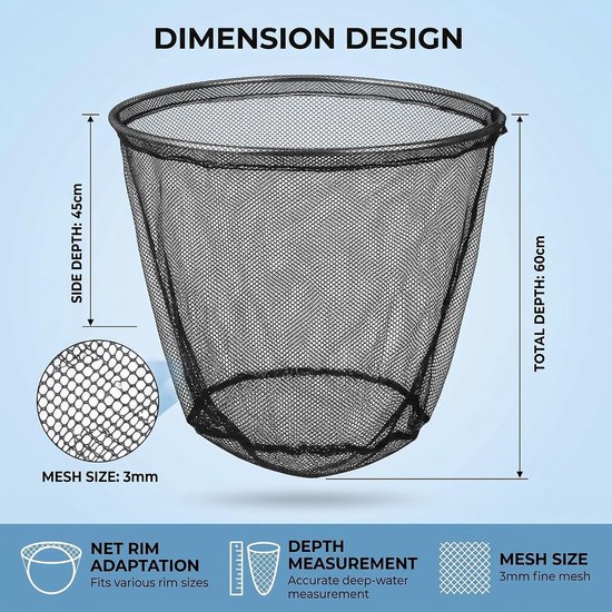 Visschepnet 50 cm - fijnmazig rubberen net - knoopvrij en waterafstotend - ideaal voor veilig vangen - ShopVlot — afbeelding 4