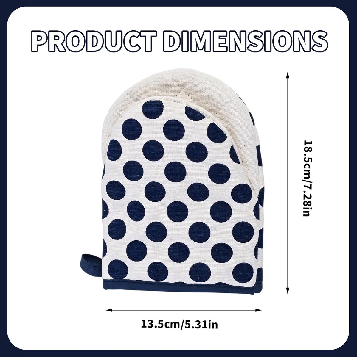 Ovenwanten 17,5 x 13,5 cm - Hittebestendig - Blauw stippenpatroon - Bescherming tegen verbranding - ShopVlot