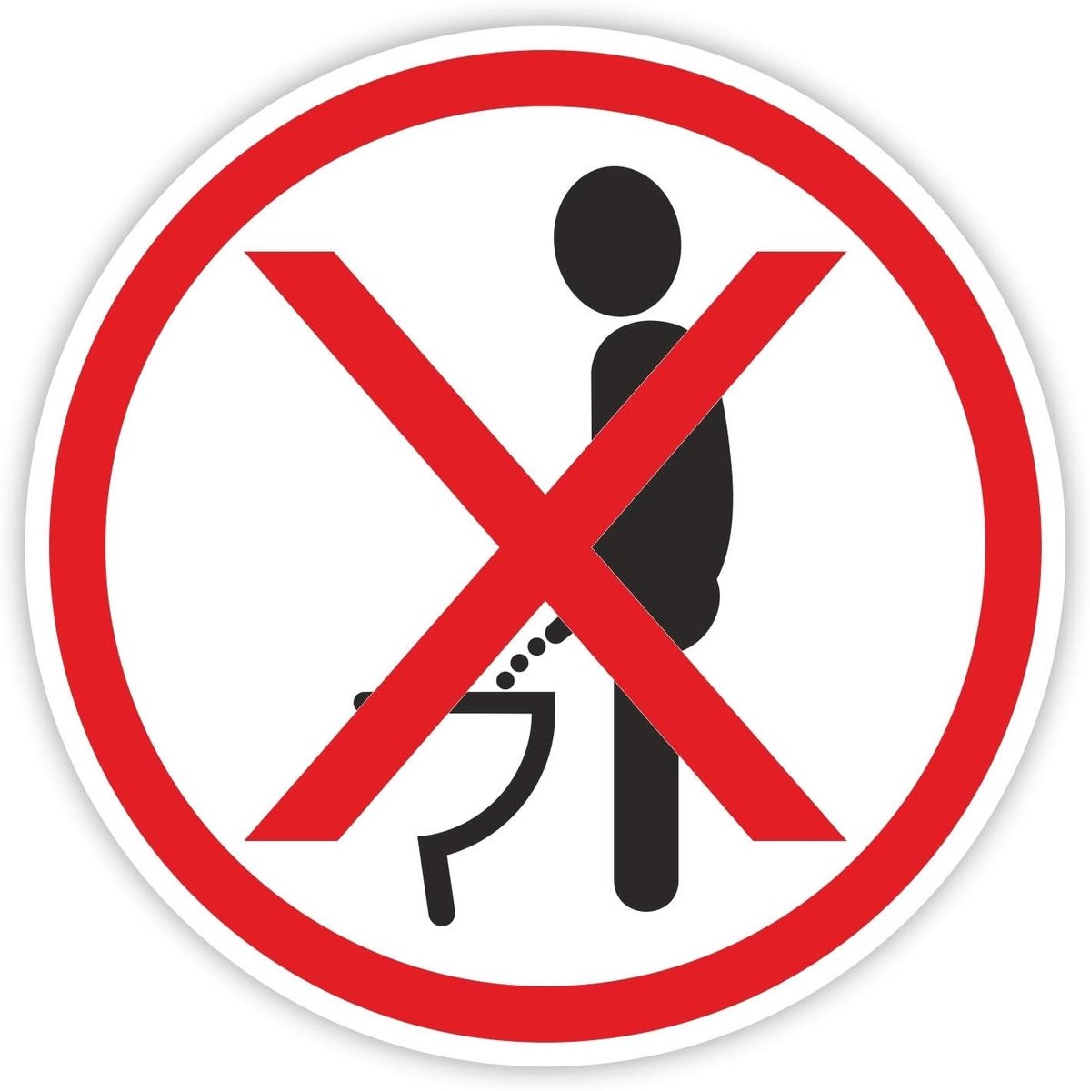 Toilet Sticker Zittend Plassen Ø 9.5 cm - Zelfklevend - UV-bestendig - Voor duidelijke communicatie - ShopVlot