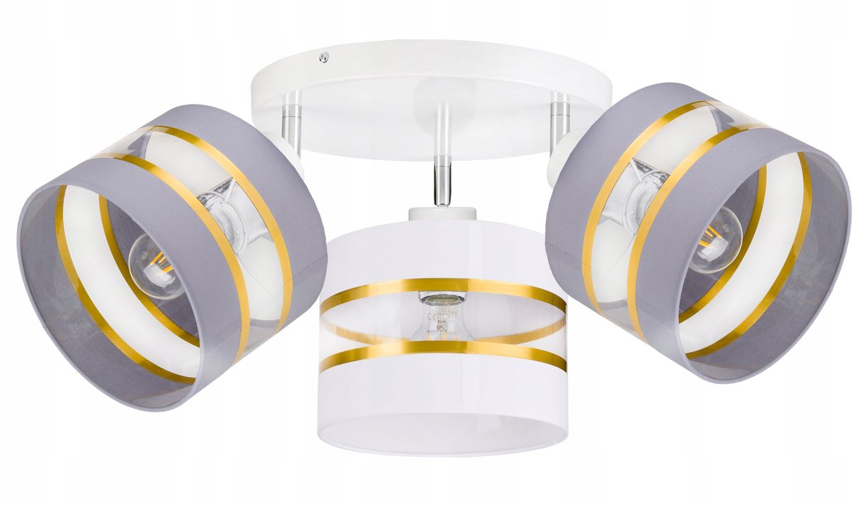 Verstelbare Plafondlamp met Stoffen Kap - 3xE27