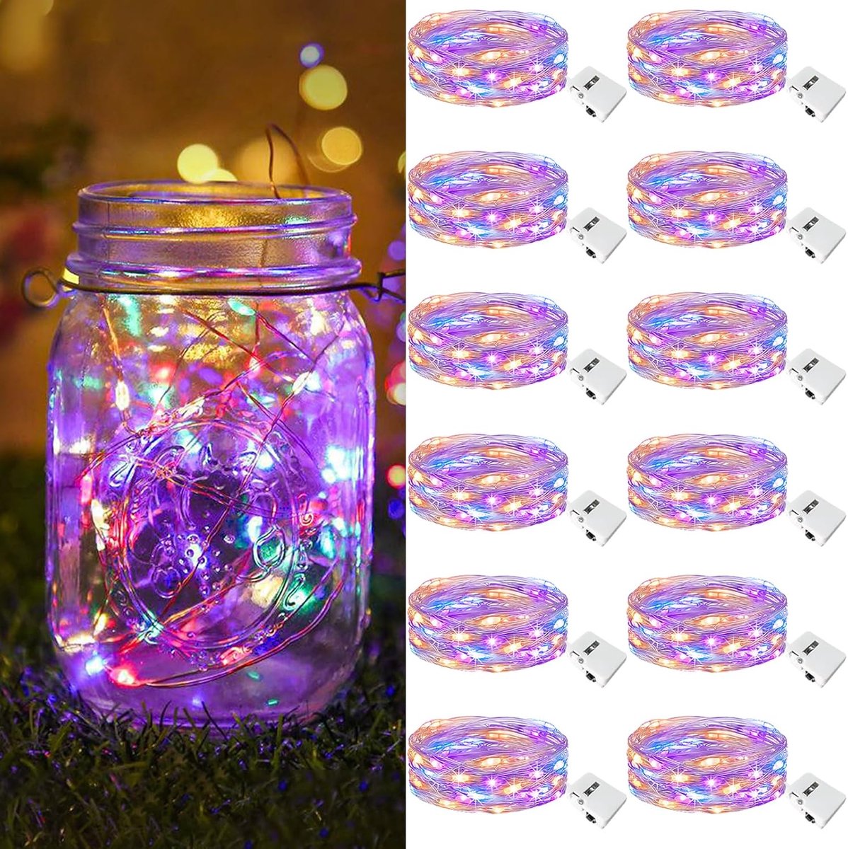 btfarm 12 stuks led-lichtsnoer op batterijen, klein, 2 m, 20 leds, lichtketting met batterij, mini-lichtketting voor - ShopVlot