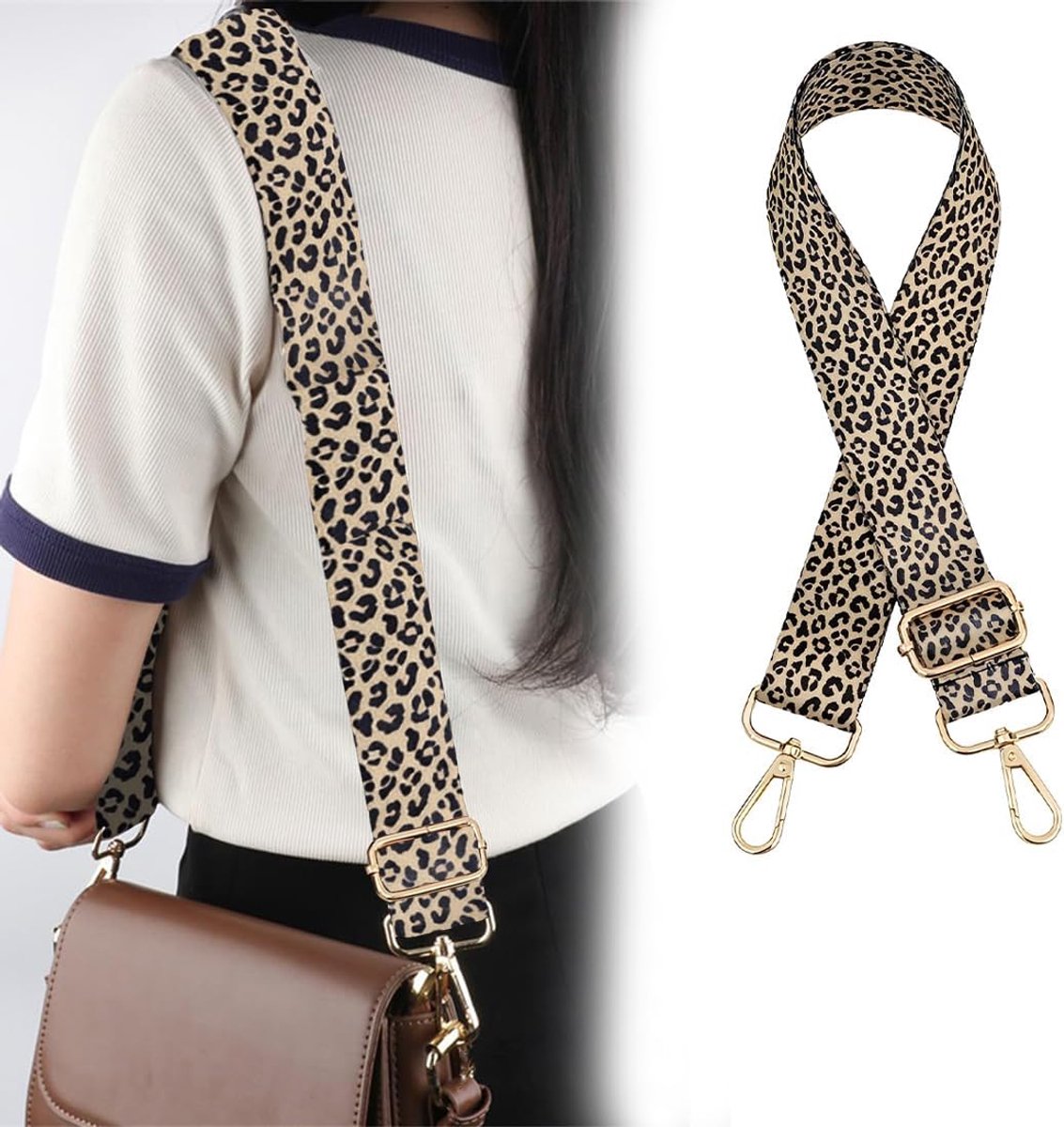 Adjustable Shoulder Strap Handbag Shoulder Bag with Carabiner Gold 3.8 cm Wide Straps Replacement Strap for Crossbody - ShopVlot