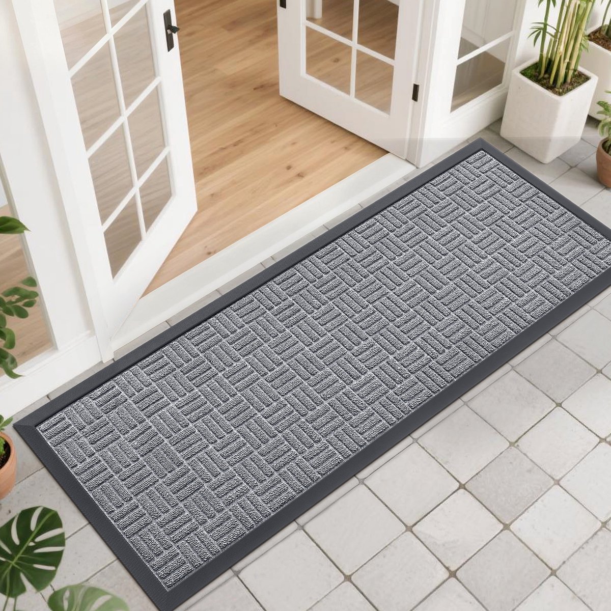Olanly Deurmat - Antislip Deurmat - schoonloopmat - Buitenmat - 43x120cm - Steenkoolgrijs