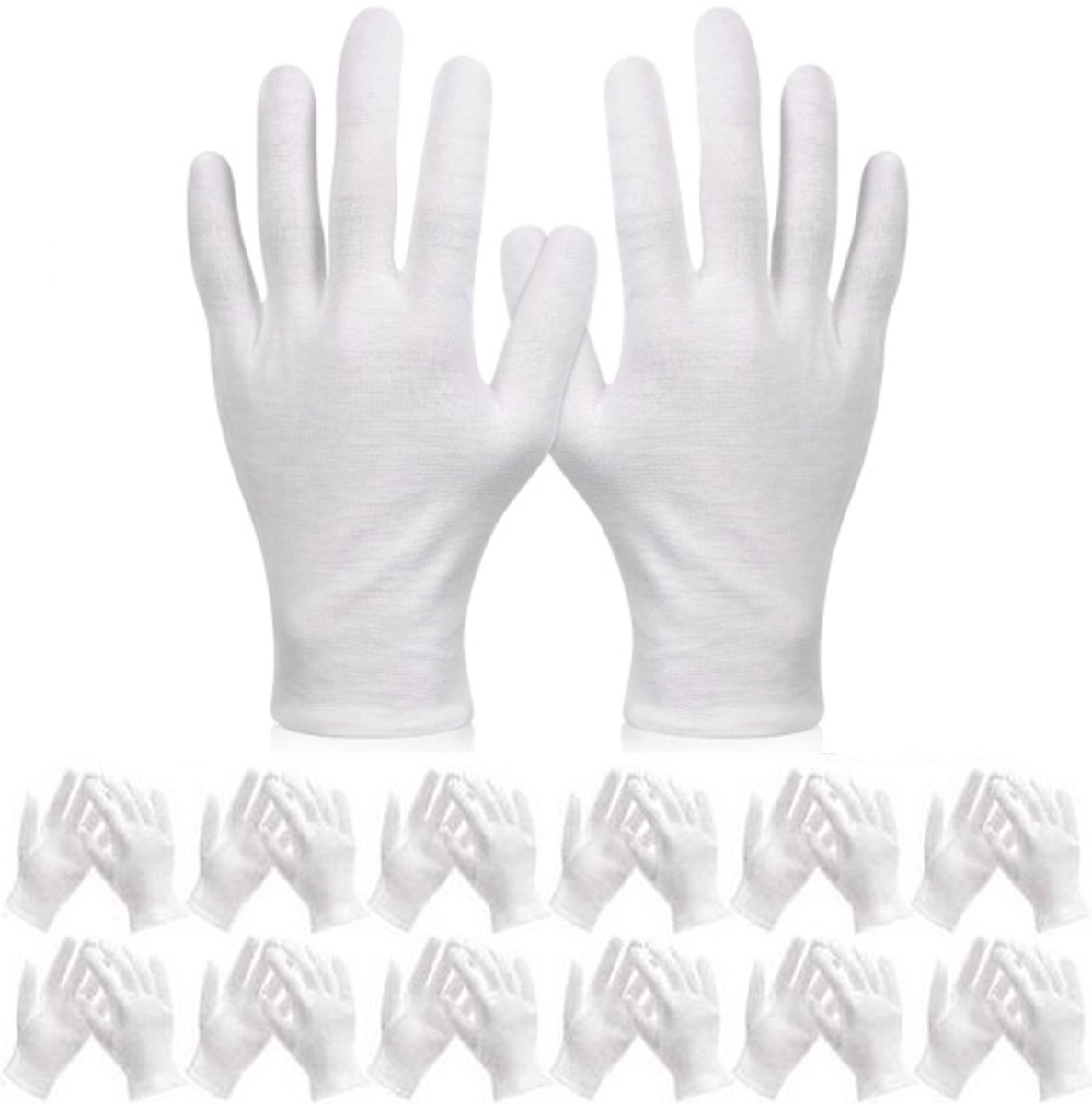 12 Paar katoenen handschoenen - katoenen handschoenen wit - Care beschermende handschoenen - witte stoffen handschoenen - comfortabele en ademende werkhandschoenen voor huidverzorging, sieradenonderzoek