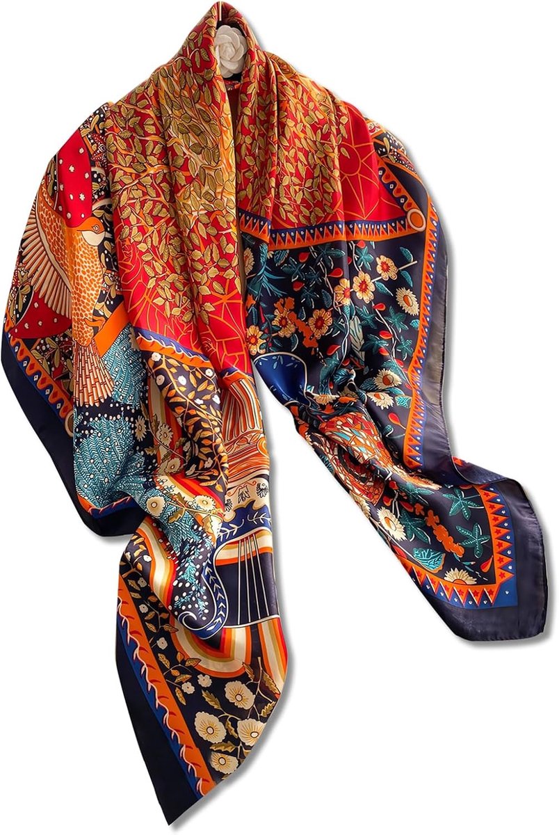 LumiSyne Silk Scarf Women Square Scarf Flower Tree Printed Animal Pattern Satin Head Scarf Neck Scarf Bandana Scarf - ShopVlot