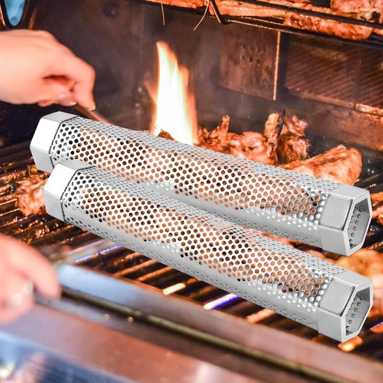 30 cm Roestvrijstalen Rookbuis voor Pelletgrill - Hoogwaardige Zeshoekige Koudrook Generator - Geschikt voor Warm en Koud Roken op Alle Grills — afbeelding 3