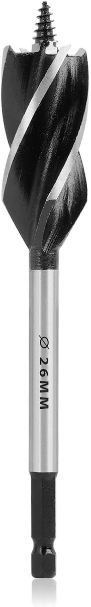Professional Wood Drill Bit 26mm x 165mm Carbon Steel Self Working Tip with 1/4 Inch Hex Shank, Twist Drill Bit for - ShopVlot