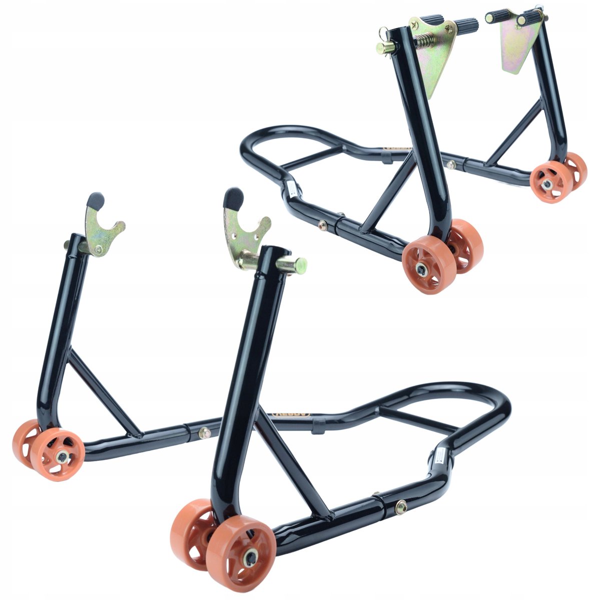 Motorfiets Bokken Set: Achterbrug Rol & Voorvork Stand (2 Stuks)